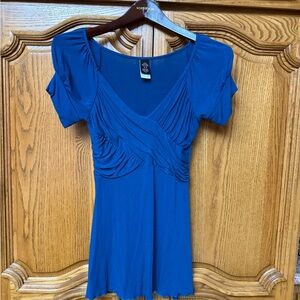 Chic Blue V-Neck Women's Blouse